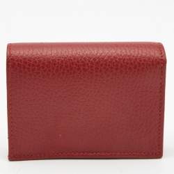 Gucci Red Leather GG Marmont Flap Card Case
