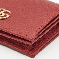 Gucci Red Leather GG Marmont Flap Card Case