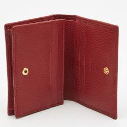 Gucci Red Leather GG Marmont Flap Card Case