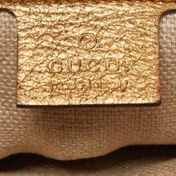 Pre Owned Gucci Gold Embossed Leather Pelham Runway Flap Bag