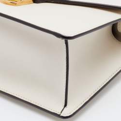 Pre Owned Gucci White Leather Mini Web Sylvie Top Handle Bag