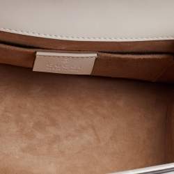 Pre Owned Gucci White Leather Mini Web Sylvie Top Handle Bag