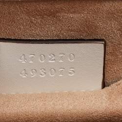 Pre Owned Gucci White Leather Mini Web Sylvie Top Handle Bag