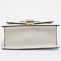 Pre Owned Gucci White Leather Mini Web Sylvie Top Handle Bag