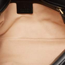 Pre Owned Gucci Black Matelassé Leather Small GG Marmont Shoulder Bag
