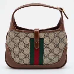 Gucci Beige/Tan GG Supreme Canvas and Leather Mini 1961 Jackie Shoulder Bag