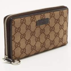 Gucci Beige GG Canvas and Leather Zip Around Continental Wallet