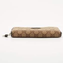 Gucci Beige GG Canvas and Leather Zip Around Continental Wallet