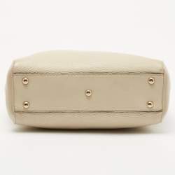 Pre Owned Gucci Off White Leather Mini Bamboo Tote