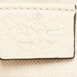 Pre Owned Gucci Off White Leather Mini Bamboo Tote