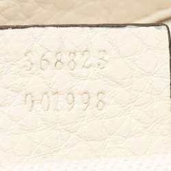 Pre Owned Gucci Off White Leather Mini Bamboo Tote