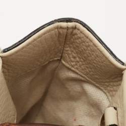 Pre Owned Gucci Off White Leather Mini Bamboo Tote