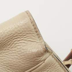 Pre Owned Gucci Off White Leather Mini Bamboo Tote