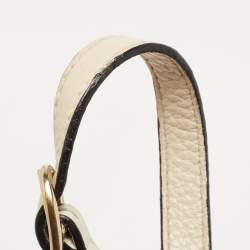 Pre Owned Gucci Off White Leather Mini Bamboo Tote