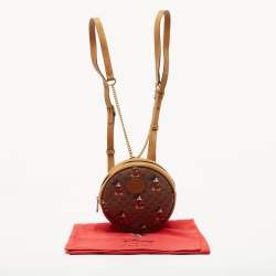 Pre Owned Gucci x Disney Brown GG Supreme Canvas and Leather Mickey Mouse Round Backpack