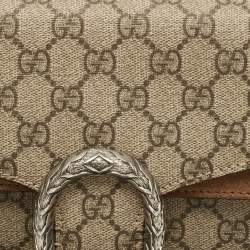 Pre Owned Gucci Beige GG Supreme Canvas and Suede Small Dionysus Shoulder Bag