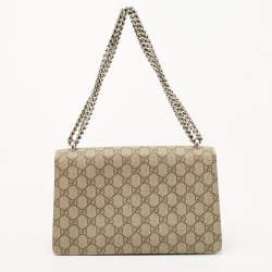 Pre Owned Gucci Beige GG Supreme Canvas and Suede Small Dionysus Shoulder Bag