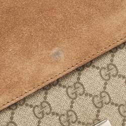 Pre Owned Gucci Beige GG Supreme Canvas and Suede Small Dionysus Shoulder Bag