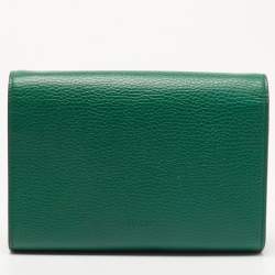 Pre Owned Gucci Green Leather Mini Dionysus Wallet on Chain