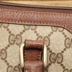 Pre Owned Gucci Brown/Beige GG Canvas Medium Vintage Web Boston Bag