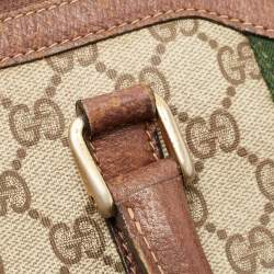 Pre Owned Gucci Brown/Beige GG Canvas Medium Vintage Web Boston Bag