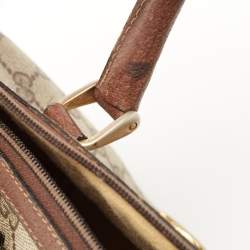 Pre Owned Gucci Brown/Beige GG Canvas Medium Vintage Web Boston Bag