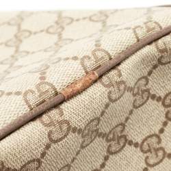 Pre Owned Gucci Brown/Beige GG Canvas Medium Vintage Web Boston Bag