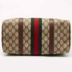 Pre Owned Gucci Brown/Beige GG Canvas Medium Vintage Web Boston Bag