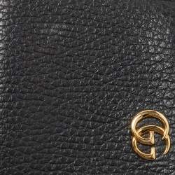 Gucci Black Leather GG Marmont Zip Bifold Wallet