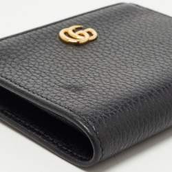 Gucci Black Leather GG Marmont Zip Bifold Wallet