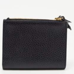 Gucci Black Leather GG Marmont Zip Bifold Wallet
