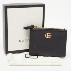 Gucci Black Leather GG Marmont Zip Bifold Wallet