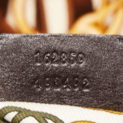 Pre Owned Gucci Dark Brown/Beige Leather And Horsebit Print Velvet 85th Anniversary Brit Hobo