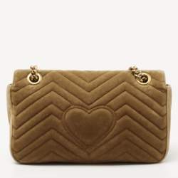 مملوكة مسبقًا حقيبة كتف غوتشي جي جي مارمونت قطيفة مبطنة خضراء صغيرة