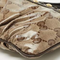 Pre Owned Gucci Brown GG Crystal Canvas And Leather Babouska Wristlet