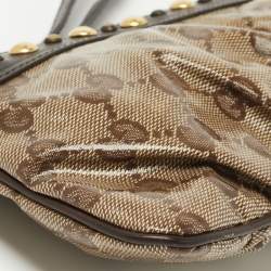Pre Owned Gucci Brown GG Crystal Canvas And Leather Babouska Wristlet