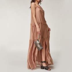 Pre Owned Gucci Brown GG Crystal Canvas And Leather Babouska Wristlet