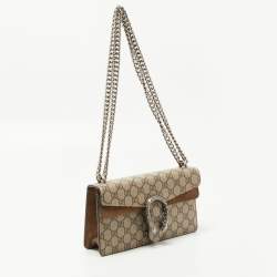 Pre Owned Gucci Beige GG Supreme Canvas and Suede Small Dionysus Shoulder Bag