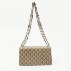 Pre Owned Gucci Beige GG Supreme Canvas and Suede Small Dionysus Shoulder Bag