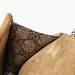 Pre Owned Gucci Beige GG Supreme Canvas and Suede Small Dionysus Shoulder Bag