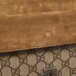 Pre Owned Gucci Beige GG Supreme Canvas and Suede Small Dionysus Shoulder Bag