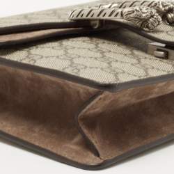 Pre Owned Gucci Beige GG Supreme and Suede Mini Dionysus Shoulder Bag
