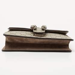 Pre Owned Gucci Beige GG Supreme and Suede Mini Dionysus Shoulder Bag