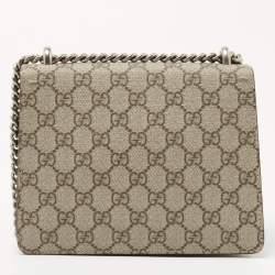 Pre Owned Gucci Beige GG Supreme and Suede Mini Dionysus Shoulder Bag