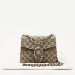 Pre Owned Gucci Beige GG Supreme and Suede Mini Dionysus Shoulder Bag