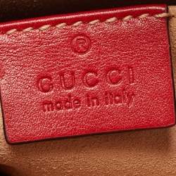 Pre Owned Gucci Red Matelassé Leather GG Marmont Belt Bag