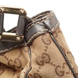 Pre Owned Gucci Beige/Ebony GG Canvas Medium New Ladies Web Hobo