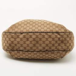 Pre Owned Gucci Beige/Ebony GG Canvas Medium New Ladies Web Hobo