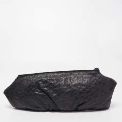 Pre Owned Gucci Black Ostrich Pleated Long Clutch