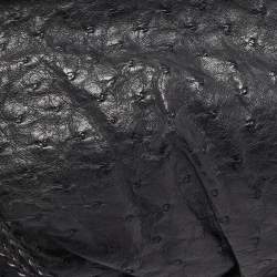 Pre Owned Gucci Black Ostrich Pleated Long Clutch